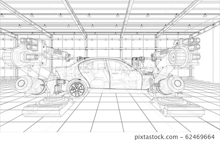 Assembly of motor vehicle. Vector - Stock Illustration [62469664] - PIXTA