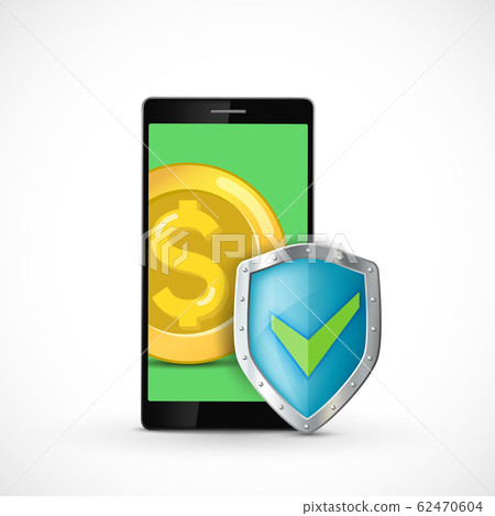 Smartphone screen with dollar coin on the screen Smartphone screen with dollar coin on the screen 62470604