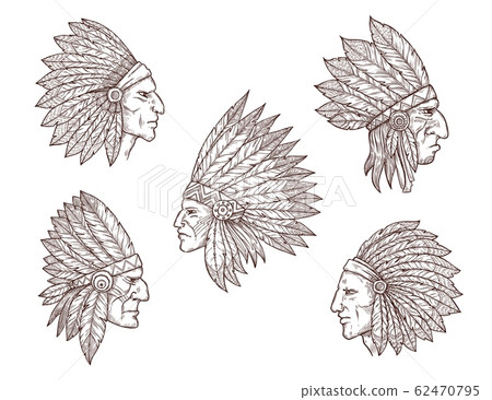 Native american indian chiefs with feathers Native american indian chiefs with feathers 62470795