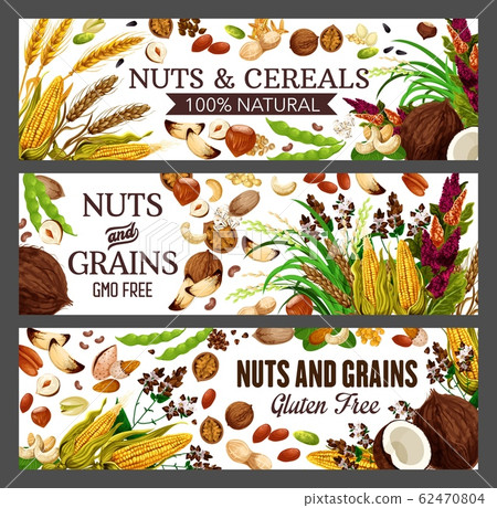 Peanut, walnut, almond, wheat, rice and coconut 62470804