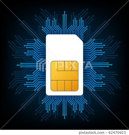 Mobile Cellular Phone Sim Card Chip. Vector stock - Stock Illustration ...