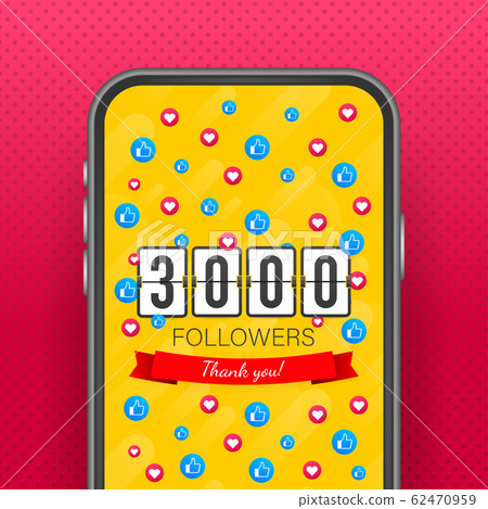 3000 followers, Thank You, social sites post. 62470959