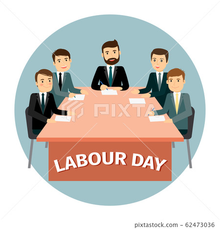 Labour Day vector poster with cartoon business people 62473036