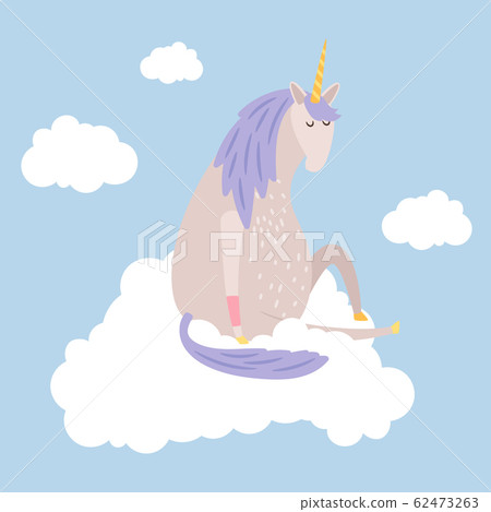 Cartoon dreaming unicorn flies on cloud vector illustration Cartoon dreaming unicorn flies on cloud vector illustration 62473263