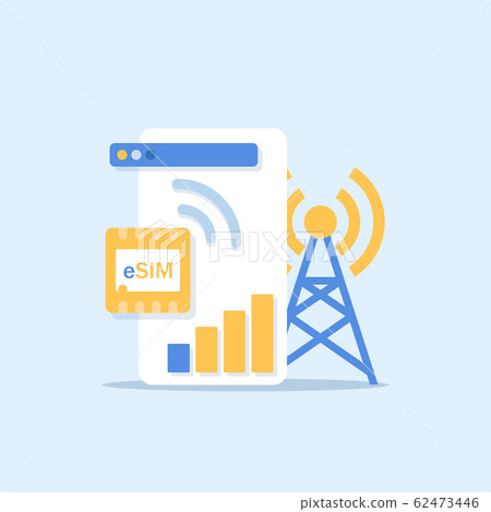 eSIM card chip sign. smartphone Embedded SIM concept 62473446