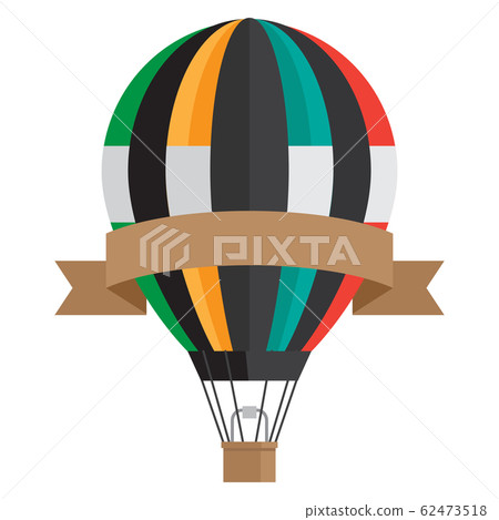 Vintage style aerostat with ribbon banner - vector hot air balloon isolated on white background 62473518