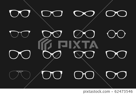 White glasses rims vector collection on black backdrop 62473546