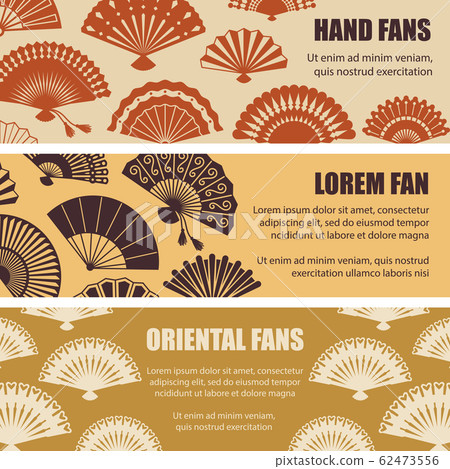 Hand oriental fans silhouettes vector banners template Hand oriental fans silhouettes vector banners template 62473556