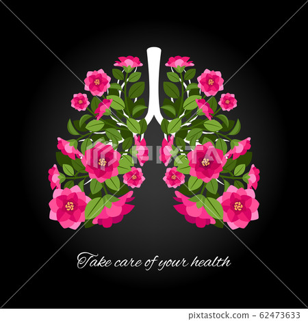 Take care of your health. Human lungs blooming flowers 62473633