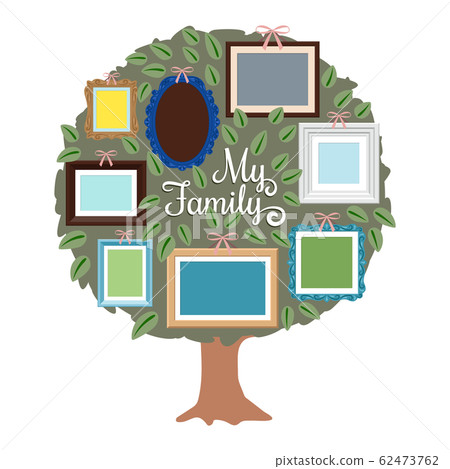 My family genealogy tree with retro frames on the foliage 62473762