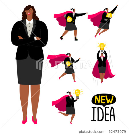 Successful afroamerican businesswoman - new idea vector concept 62473979