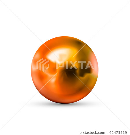 Realistic glossy copper sphere with glares and reflection isolated on white 62475319