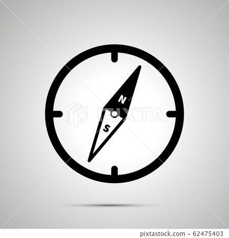 Old compass, simple black icon with shadow on gray 62475403