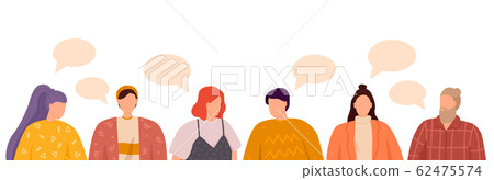 Group of people discuss social media news. Group of people discuss social media news. 62475574