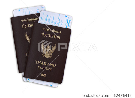 Thai passport with departure card from immigration bureau isolated on white background with clipping path 62476415