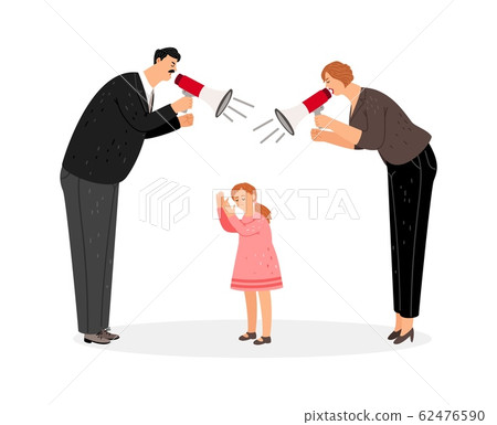 Agressive parents scream at daughter 62476590