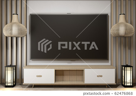 Tv cabinet wooden in idea modern zen room 62476868