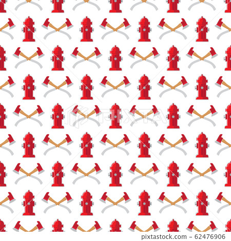 Fire safety seamless pattern. Vector fire hydrant and axes background 62476906