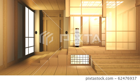 Empty room wood on wooden floor japanese interior Empty room wood on wooden floor japanese interior 62476937