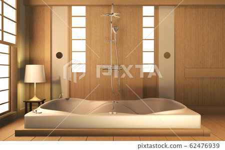Zen design bathroom wooden wall and floor - Zen design bathroom wooden wall and floor - 62476939