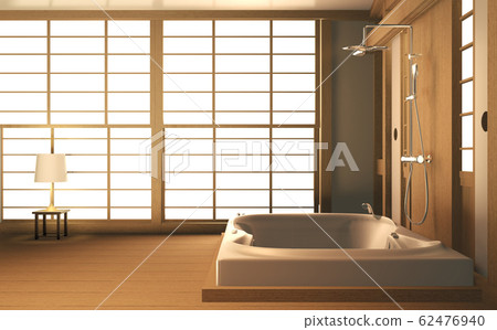 Zen design bathroom wooden wall and floor - Zen design bathroom wooden wall and floor - 62476940