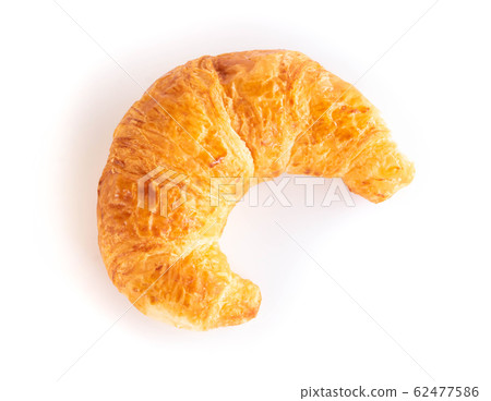 Closeup top view fresh croissant isolated on white 62477586