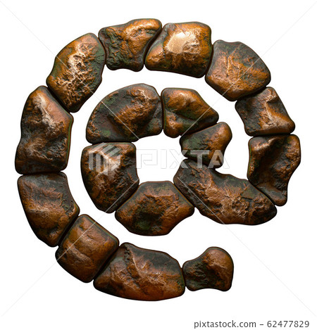 Rocky symbol at. Font of stone isolated on white background. 3d Rocky symbol at. Font of stone isolated on white background. 3d 62477829