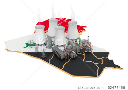 Nuclear power stations in Iraq, 3D rendering Nuclear power stations in Iraq, 3D rendering 62478466