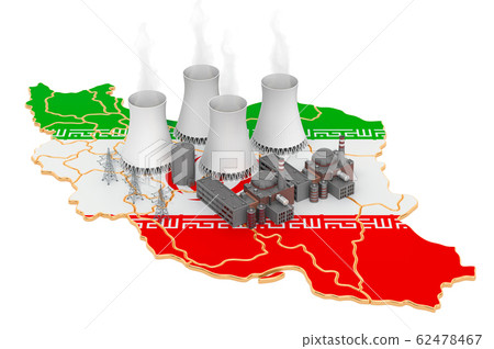 Nuclear power stations in Iran, 3D rendering Nuclear power stations in Iran, 3D rendering 62478467