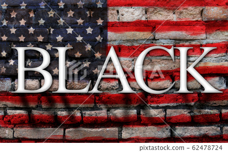 word black on American flag , crack wall background 62478724