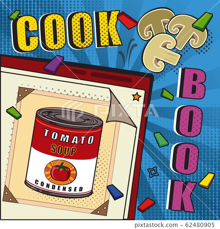 Vector Illustration with Tomato soup and champignons in Pop Art Style Vector Illustration with Tomato soup and champignons in Pop Art Style 62480905