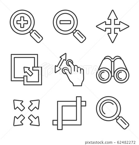Zoom Icons Set on White Background. Line Style Vector Zoom Icons Set on White Background. Line Style Vector 62482272