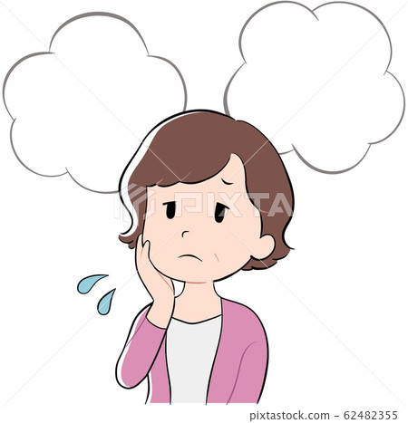 Middle-aged woman worried (blank balloon) 62482355