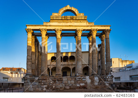 The Roman temple of Diana in Merida, province of Badajoz, Extremadura, Spain 62483163