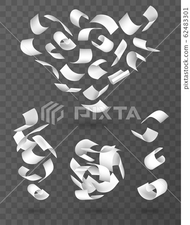 Fly papers set. falling and flying white sheets 62483301