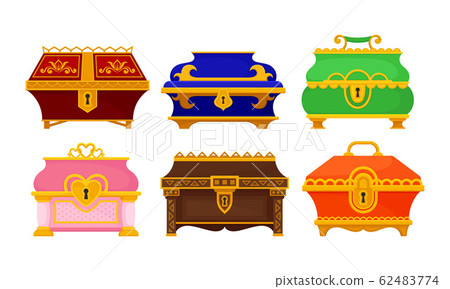 Different Treasure Chests and Trunks with Golden Keyhole Vector Set Different Treasure Chests and Trunks with Golden Keyhole Vector Set 62483774