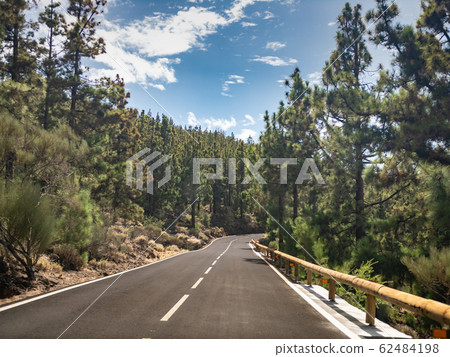 Toned image of amazing mountain road going to volcano Teide on Tenerife, Canary islands 62484198