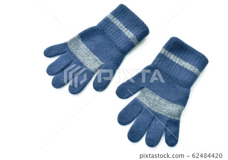 blue winter gloves for protect cold temperature on white background blue winter gloves for protect cold temperature on white background 62484420
