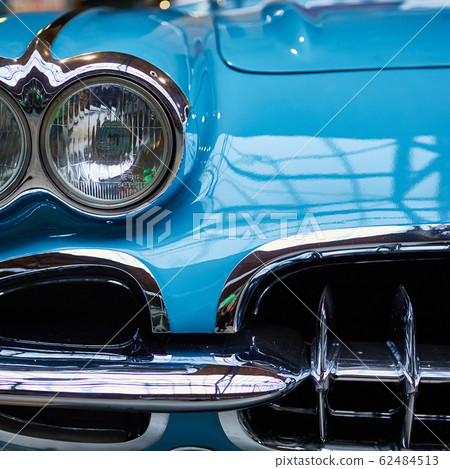 Detail of classic car. Close-up of headlight. Detail of classic car. Close-up of headlight. 62484513