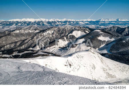 High Tatras mountains from hill Chopok in Low Tatras at Slovakia High Tatras mountains from hill Chopok in Low Tatras at Slovakia 62484894