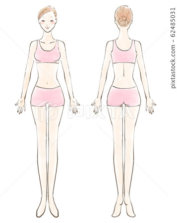 Full body female naked eyes closed bikini pink (color) 62485031
