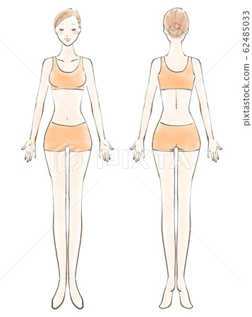 全身女性裸眼緊閉比基尼橙色(彩色) 全身女性裸眼緊閉比基尼橙色(彩色) 62485033