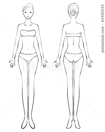 Full body female naked eyes closed clothes... - Stock Illustration  [62485035] - PIXTA