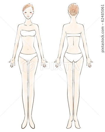 全身女性裸眼緊閉比基尼白色（彩色） 62485061