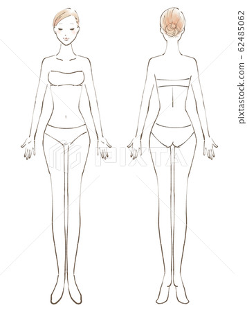 全身女性裸眼緊閉比基尼白色（彩色） 62485062