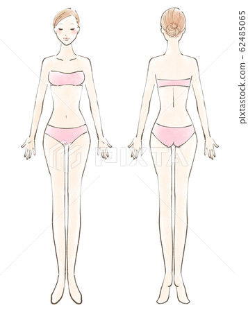 全身女性裸眼緊閉比基尼粉紅色（彩色） 62485065