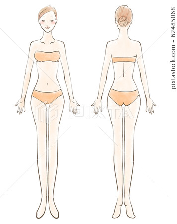 Full body female naked eyes closed bikini orange (color) 62485068