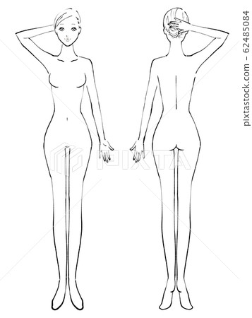 Whole body female naked one hand raising (black and white) Whole body female naked one hand raising (black and white) 62485084