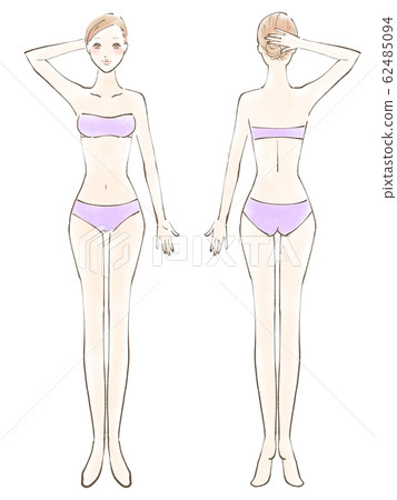 Whole body female naked one hand up bikini purple (colored) Whole body female naked one hand up bikini purple (colored) 62485094