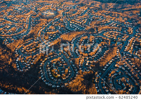 Aerial view of suburban neighborhood in the USA Aerial view of suburban neighborhood in the USA 62485240